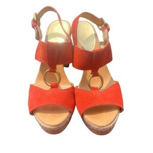 Coach Valeann Womens Tulip Platform Suede Sandal - Burnt Orange size 9